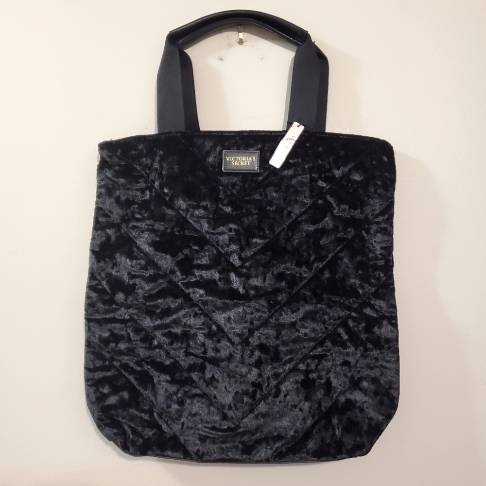 Victoria's Secret - Black Velvet Tote Bag  (NWT)